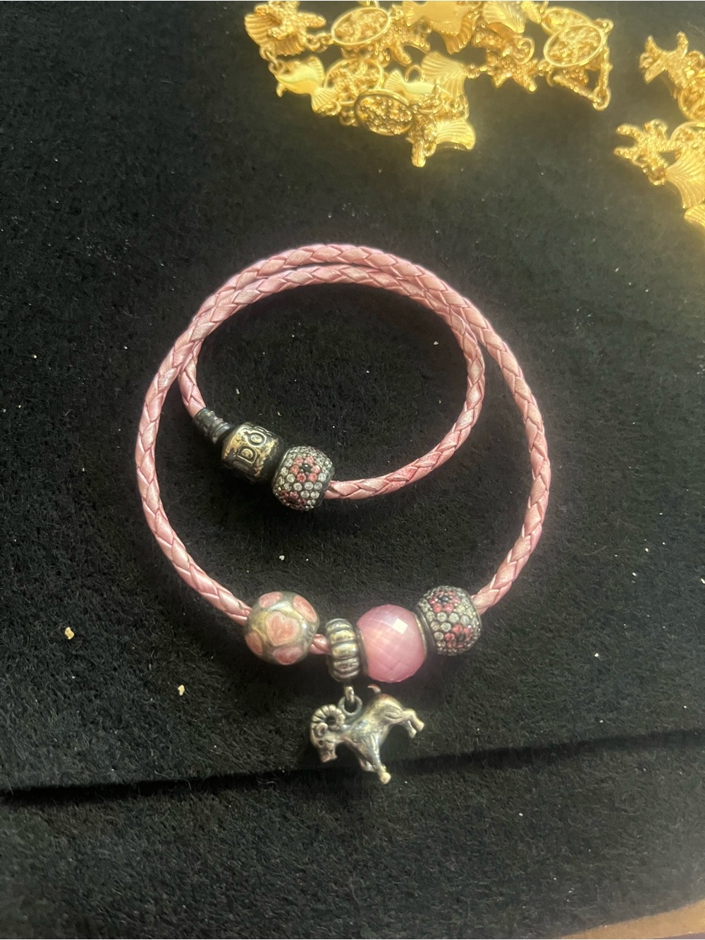 Pandora Pink Double-Wrap Charm Bracelet with Horse Dangle